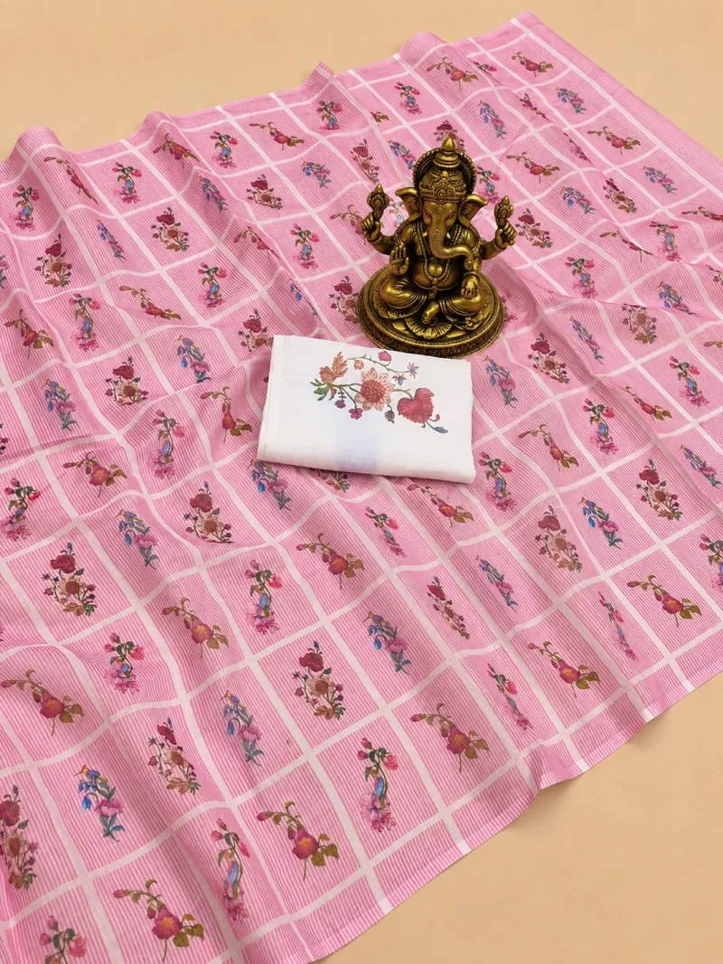 Sckr Flora C Linen Floral Printed Saree Collection