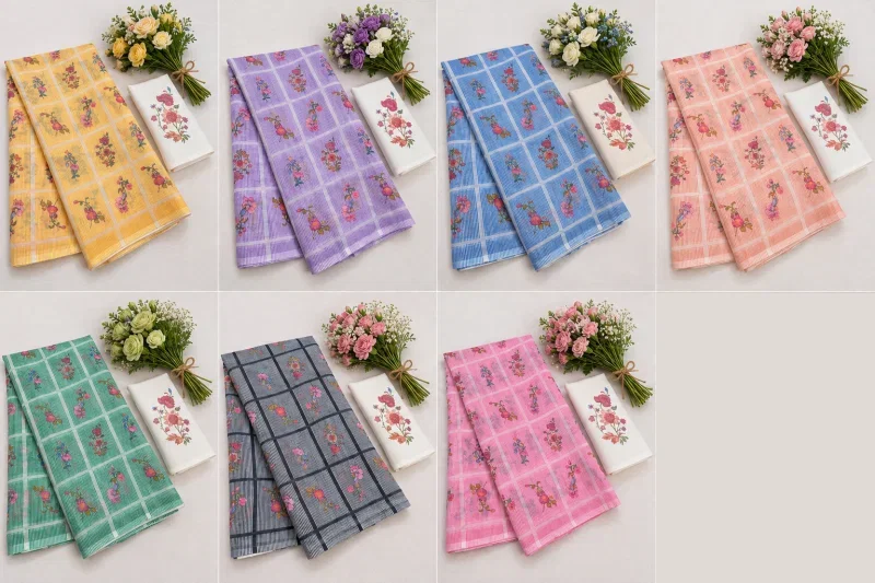 Sckr Flora C Linen Floral Printed Saree Collection