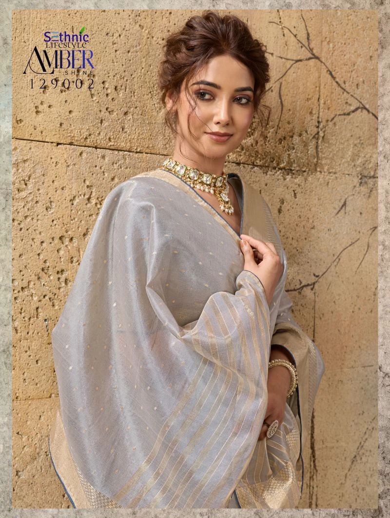 Sethnic Amber Shine Tissue Linen Zari Work Saree Collection