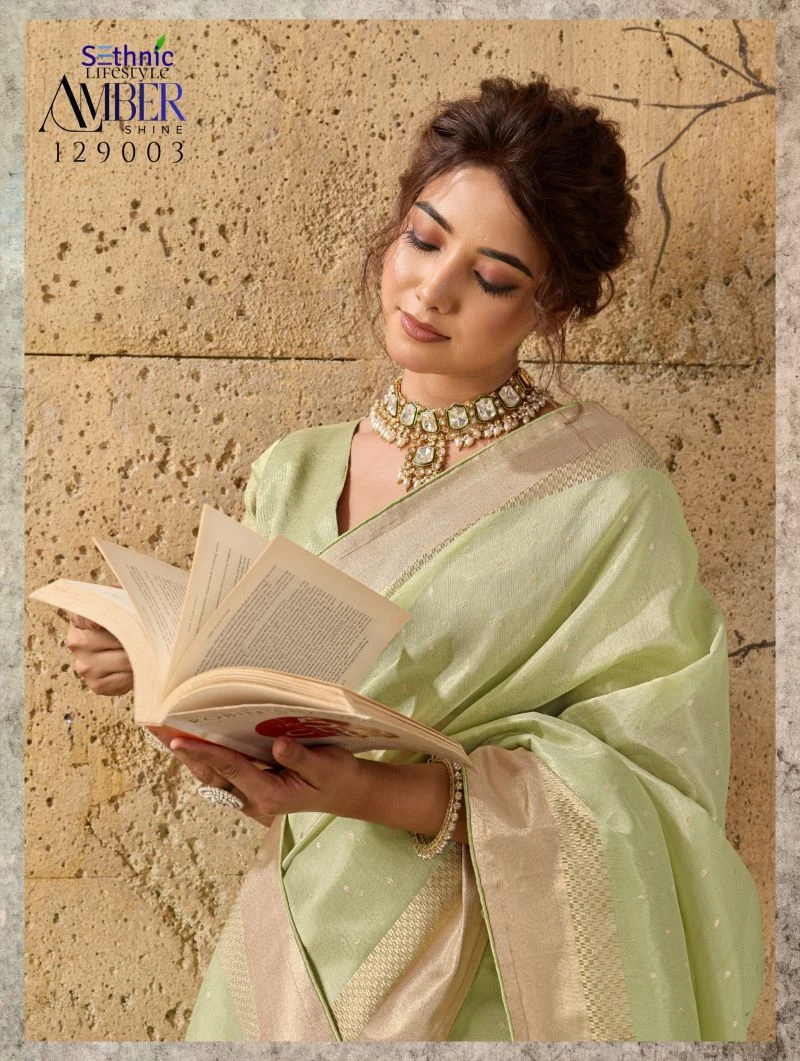 Sethnic Amber Shine Tissue Linen Zari Work Saree Collection