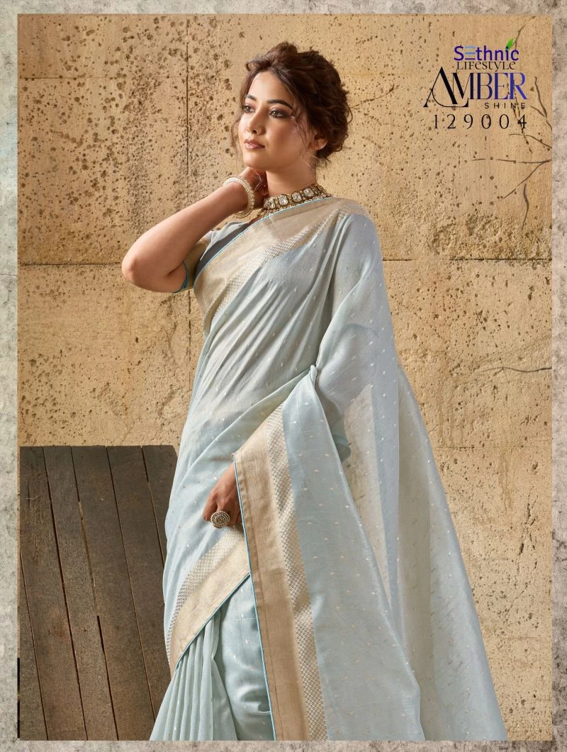 Sethnic Amber Shine Tissue Linen Zari Work Saree Collection
