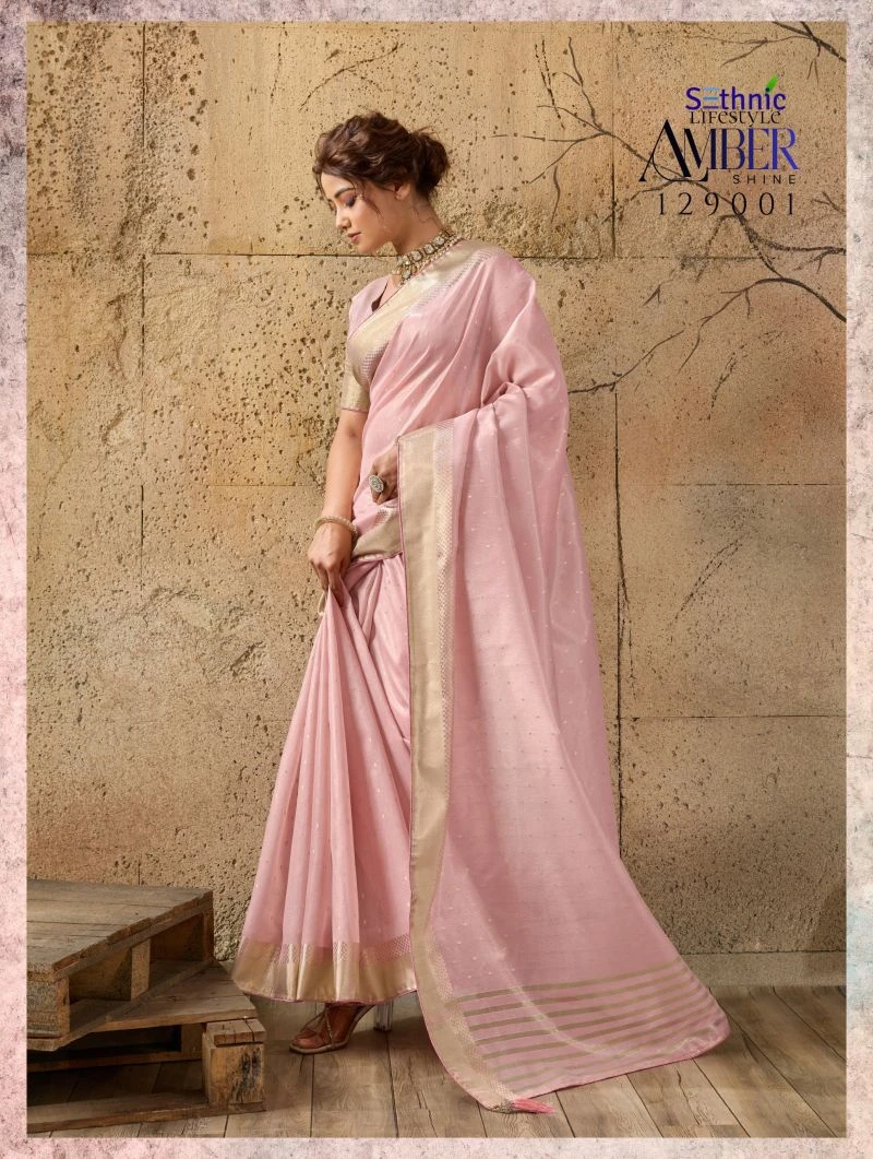 Sethnic Amber Shine Tissue Linen Zari Work Saree Collection