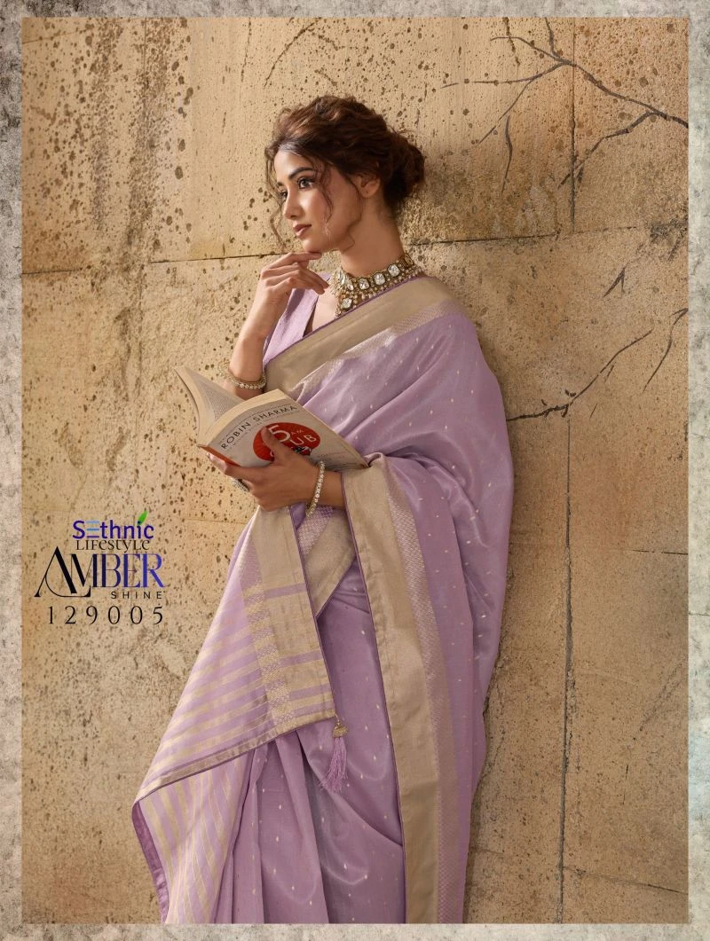 Sethnic Amber Shine Tissue Linen Zari Work Saree Collection