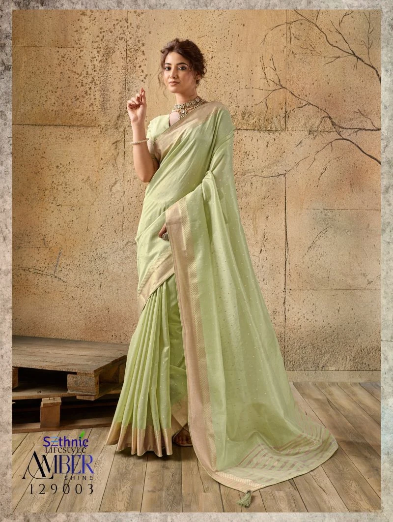 Sethnic Amber Shine Tissue Linen Zari Work Saree Collection