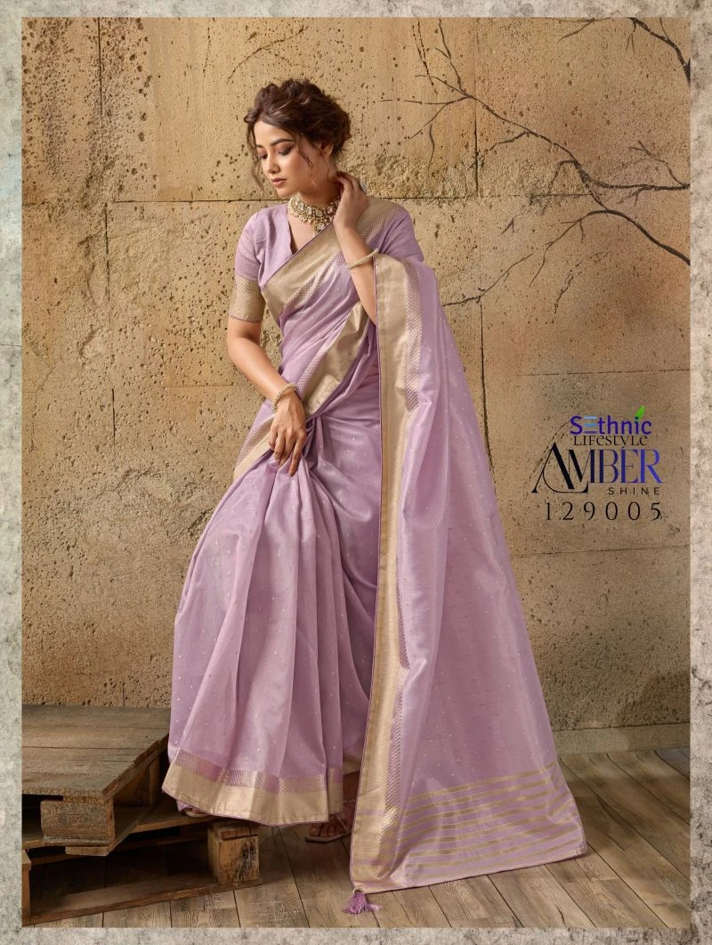 Sethnic Amber Shine Tissue Linen Zari Work Saree Collection