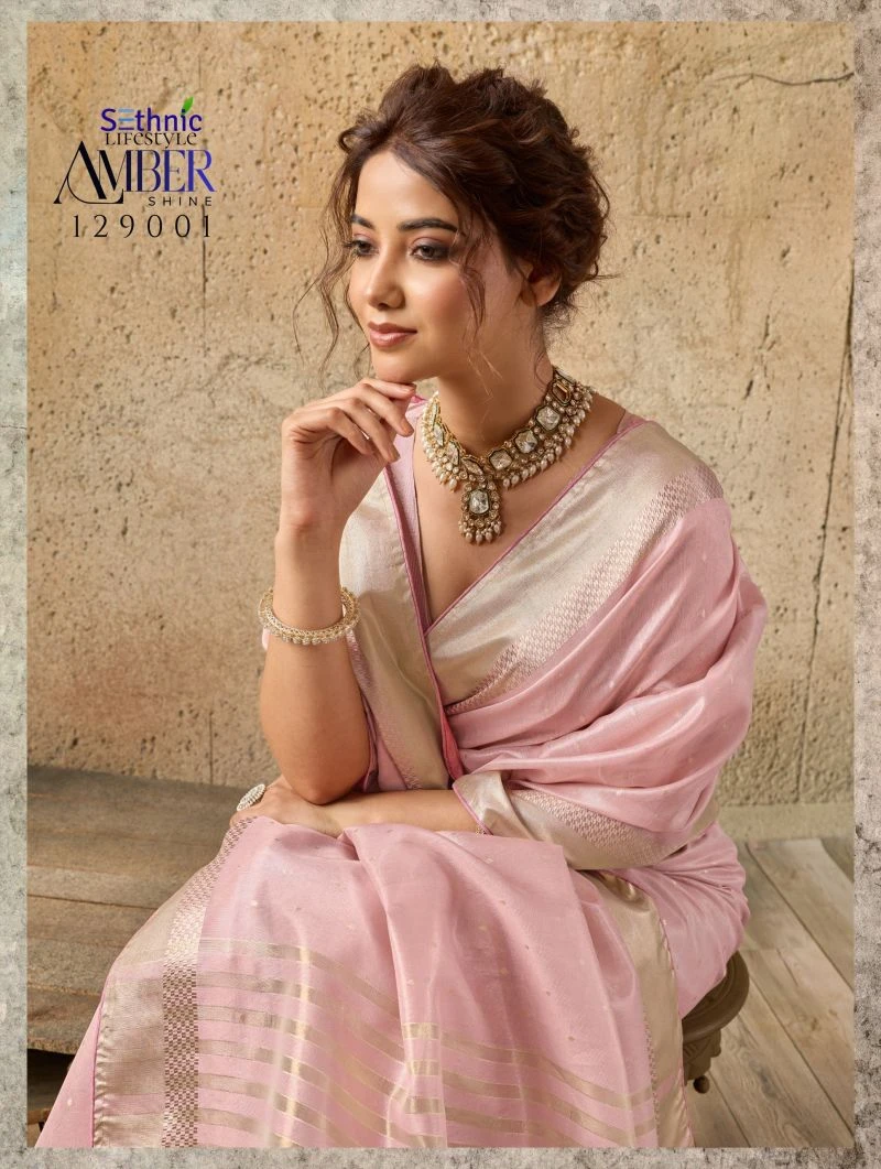 Sethnic Amber Shine Tissue Linen Zari Work Saree Collection