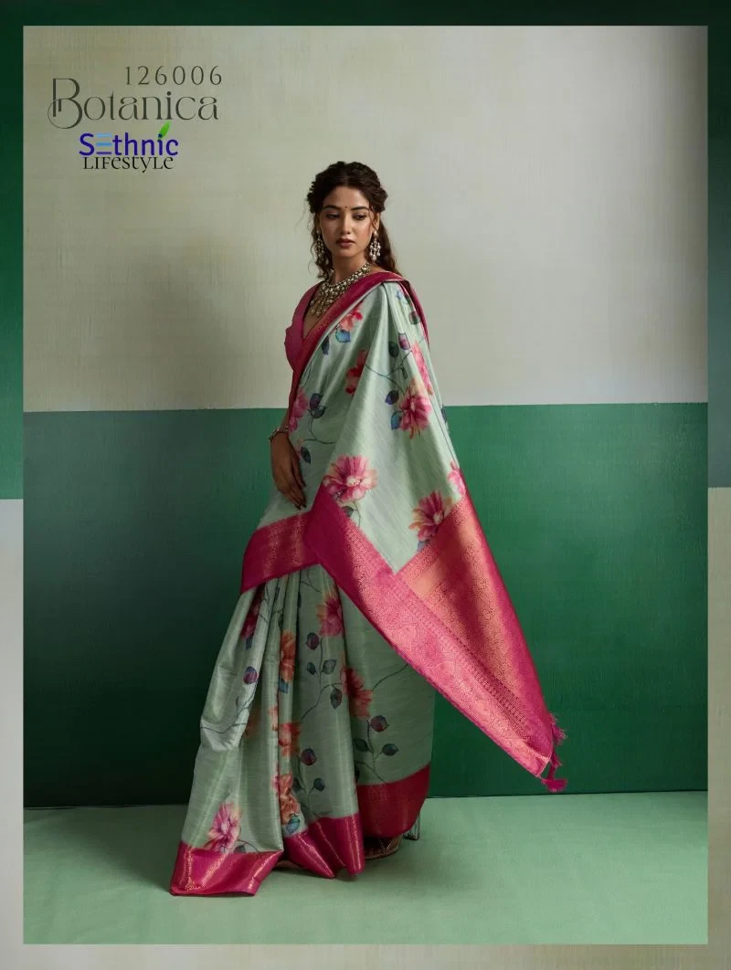 Sethnic Botanica Kanjivram Tissue Silk Floral Digital Printed Saree Collection