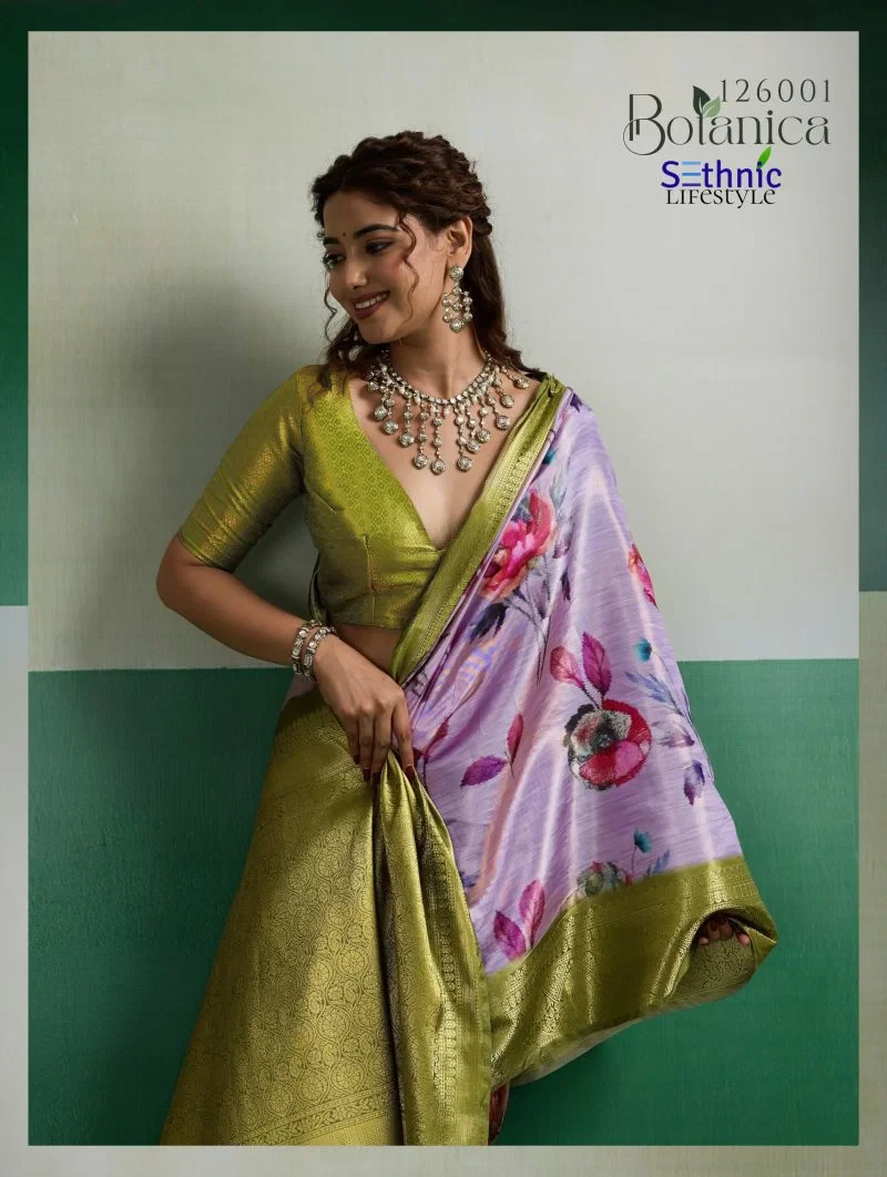 Sethnic Botanica Kanjivram Tissue Silk Floral Digital Printed Saree Collection