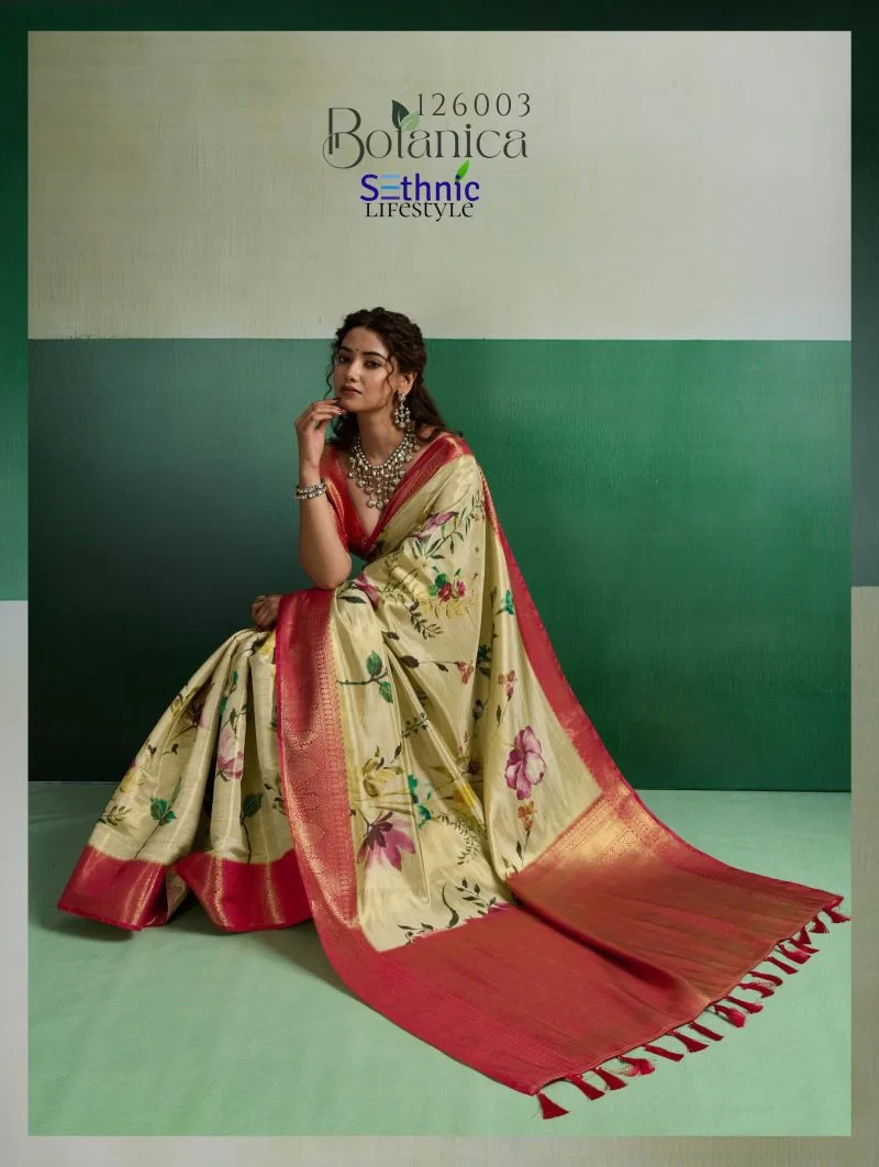 Sethnic Botanica Kanjivram Tissue Silk Floral Digital Printed Saree Collection
