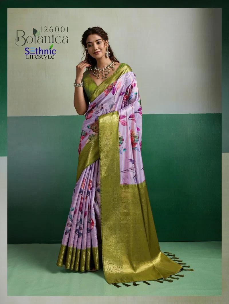 Sethnic Botanica Kanjivram Tissue Silk Floral Digital Printed Saree Collection