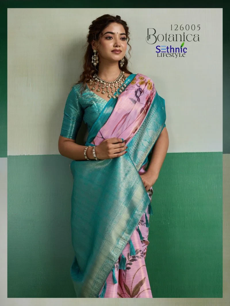 Sethnic Botanica Kanjivram Tissue Silk Floral Digital Printed Saree Collection