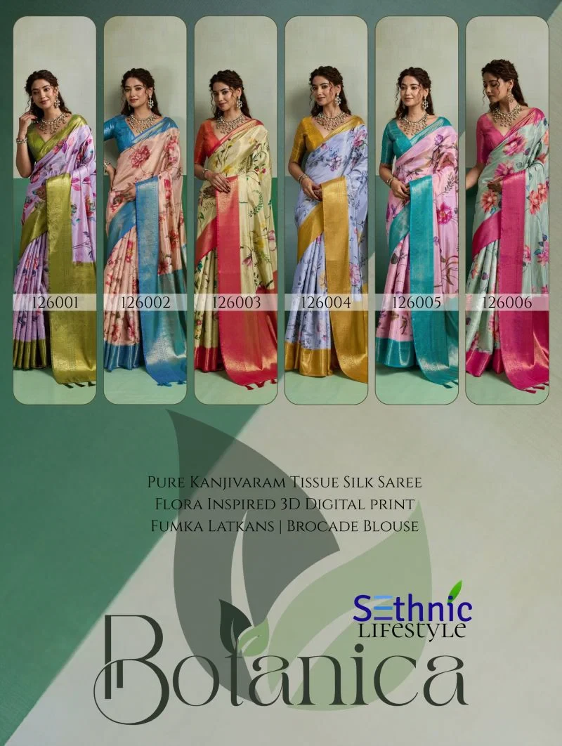 Sethnic Botanica Kanjivram Tissue Silk Floral Digital Printed Saree Collection