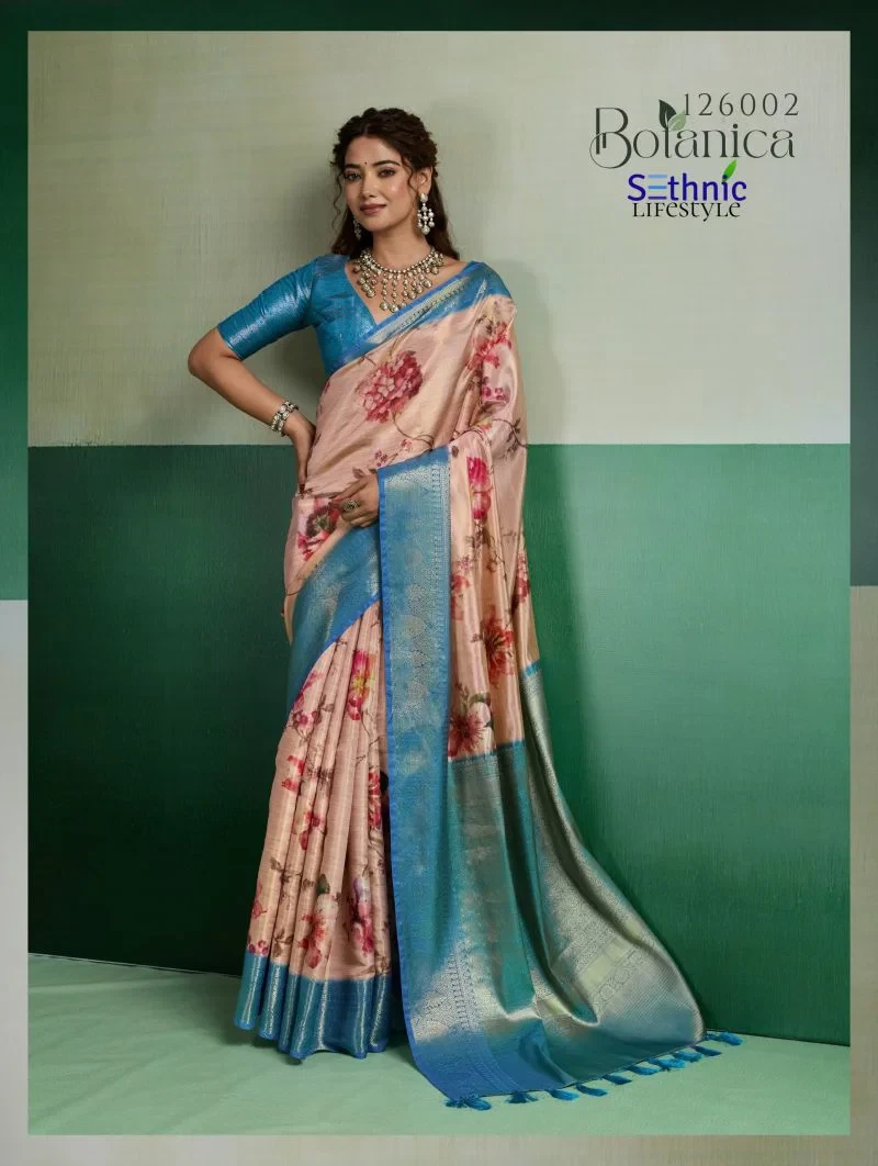 Sethnic Botanica Kanjivram Tissue Silk Floral Digital Printed Saree Collection