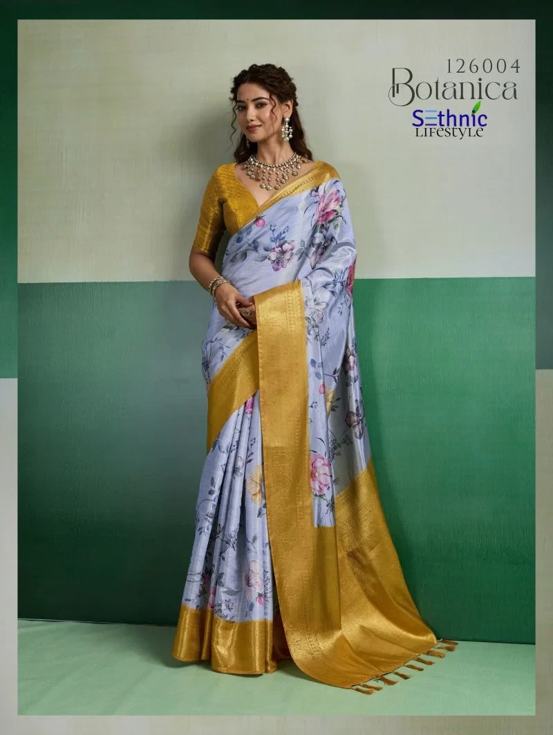 Sethnic Botanica Kanjivram Tissue Silk Floral Digital Printed Saree Collection