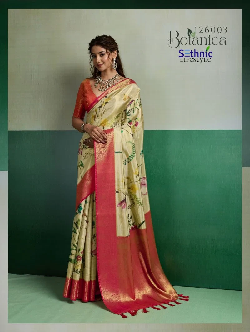 Sethnic Botanica Kanjivram Tissue Silk Floral Digital Printed Saree Collection