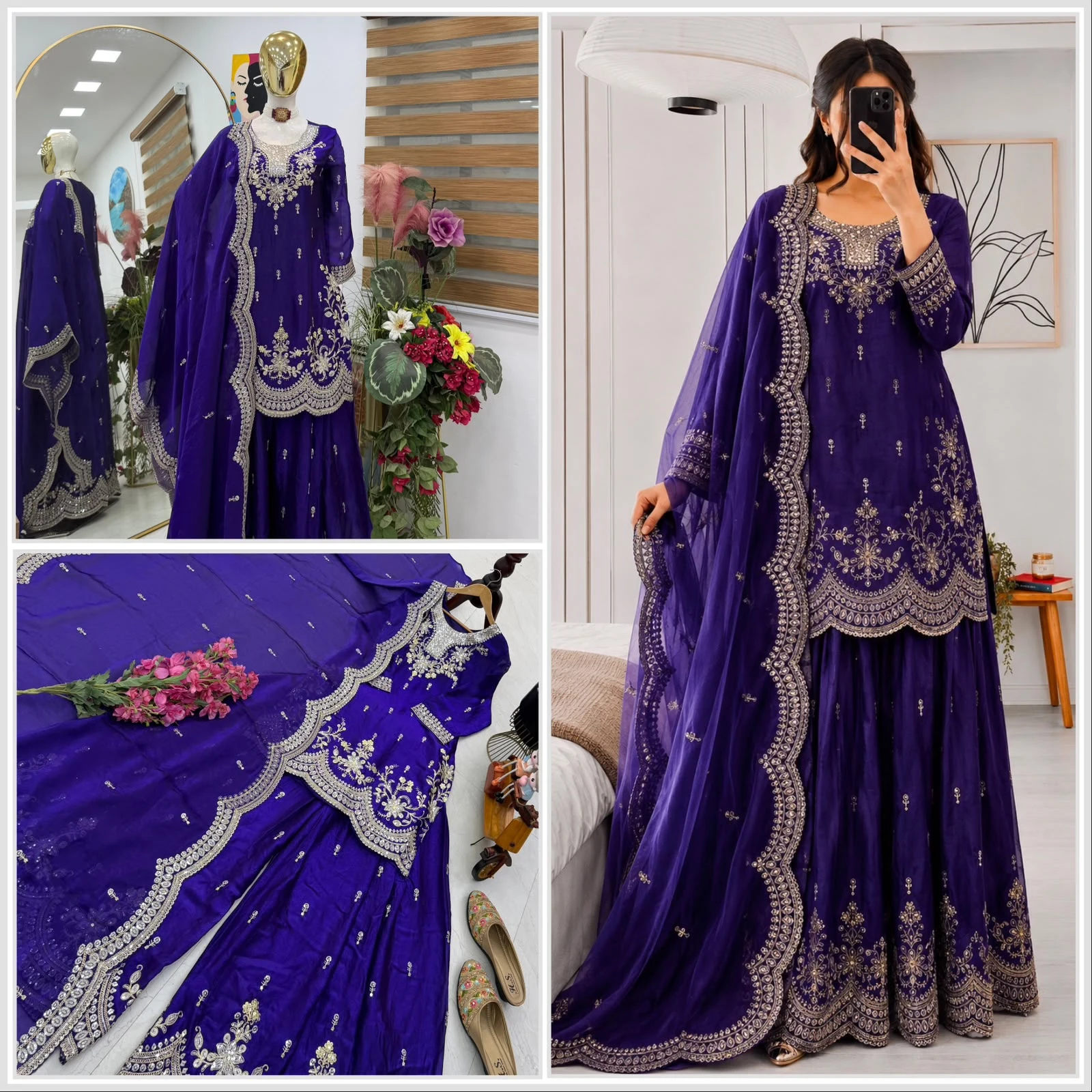 Seven Horses Designer Party Sharara Suit & Dupatta Set