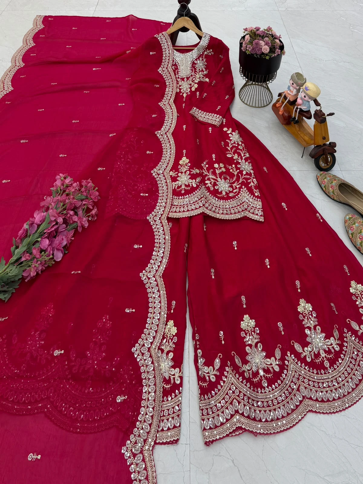 Seven Horses Designer Party Sharara Suit & Dupatta Set
