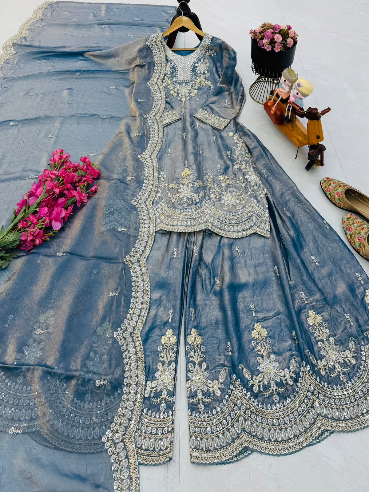 Seven Horses Designer Party Sharara Suit & Dupatta Set