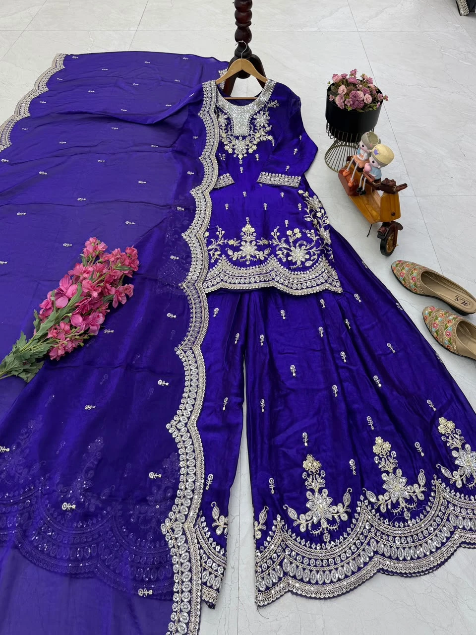 Seven Horses Designer Party Sharara Suit & Dupatta Set