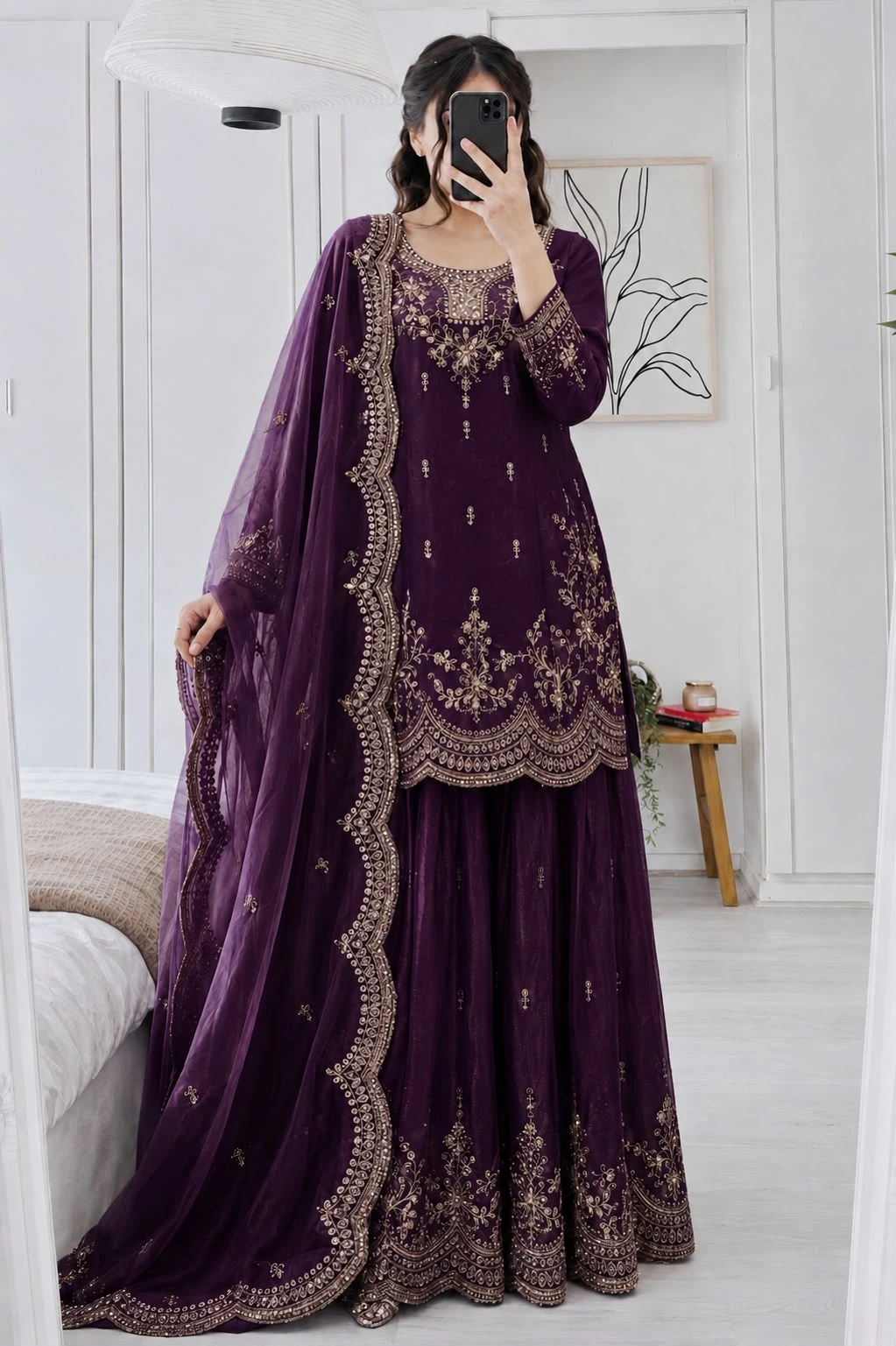 Seven Horses Designer Party Sharara Suit & Dupatta Set