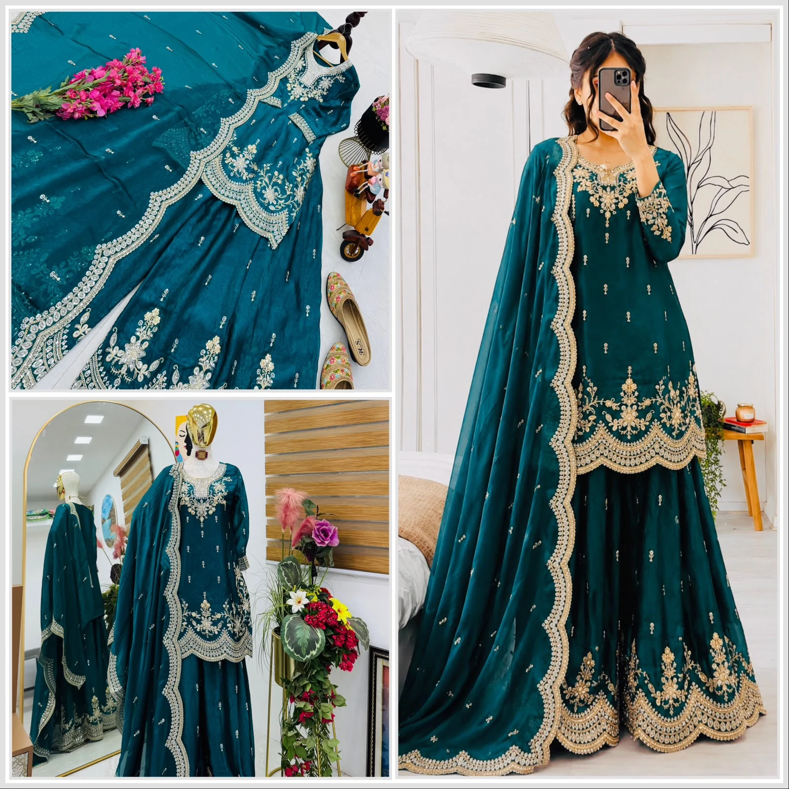 Seven Horses Designer Party Sharara Suit & Dupatta Set