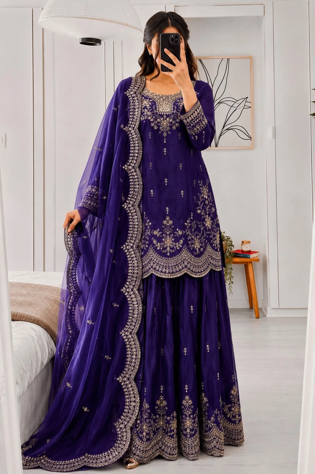 Seven Horses Designer Party Sharara Suit & Dupatta Set