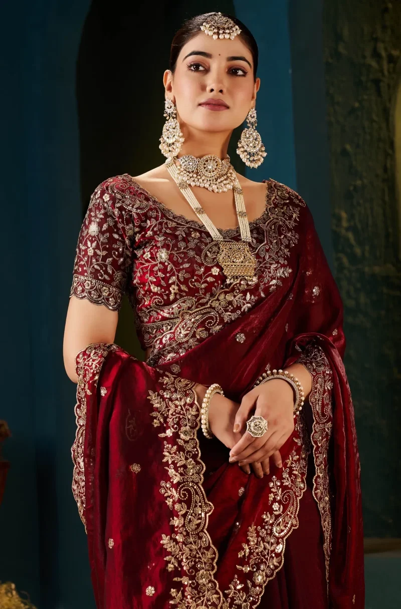 Sm Pari 13 Fandy Satin Sequence Work Saree Collection