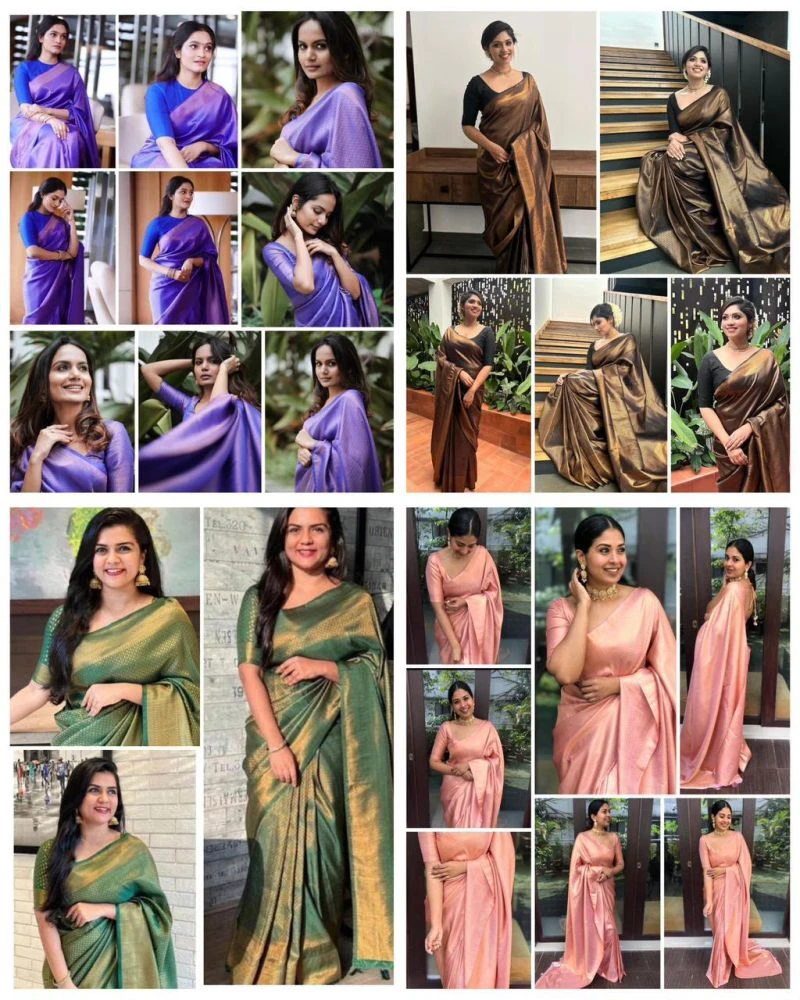 Soft Silk 4043 Lichi Silk Jacquard Work Saree Collection