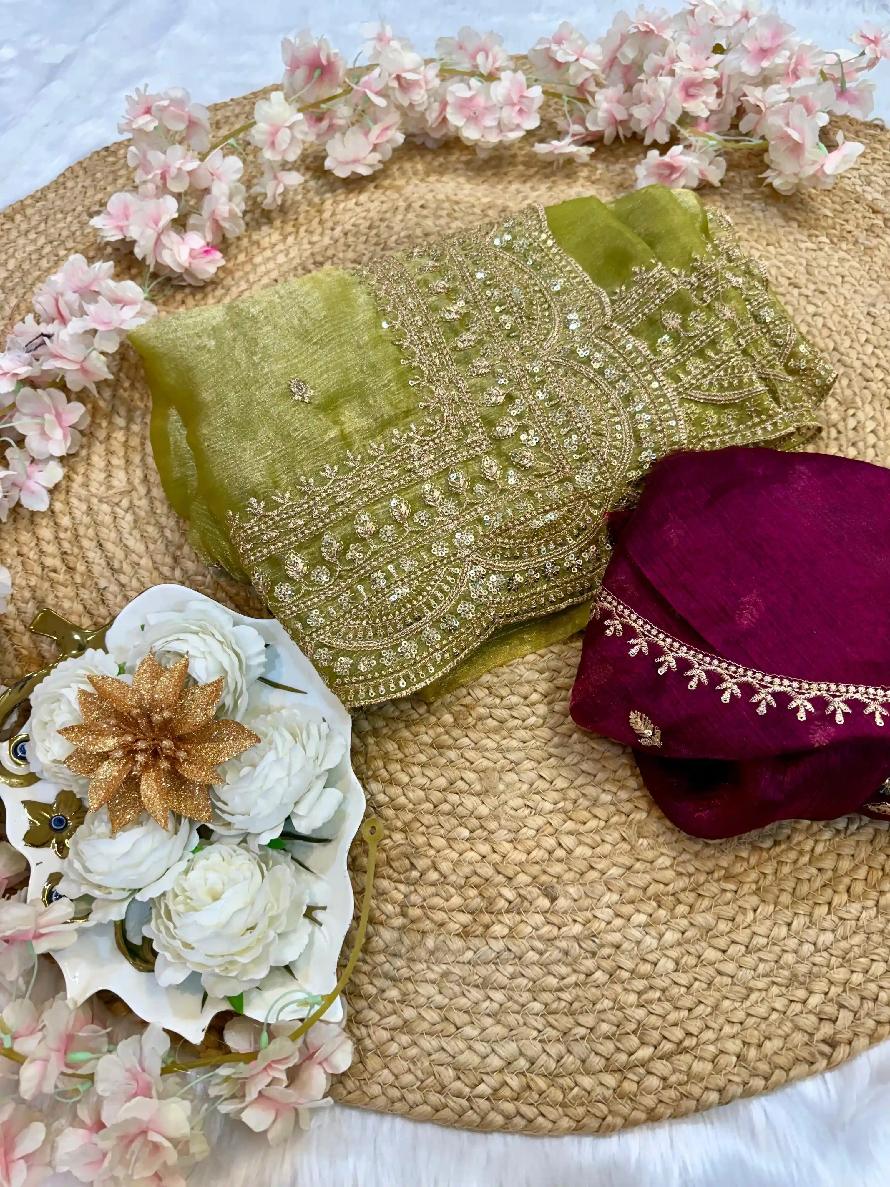 Soft Space Chiffon Embroidered Saree