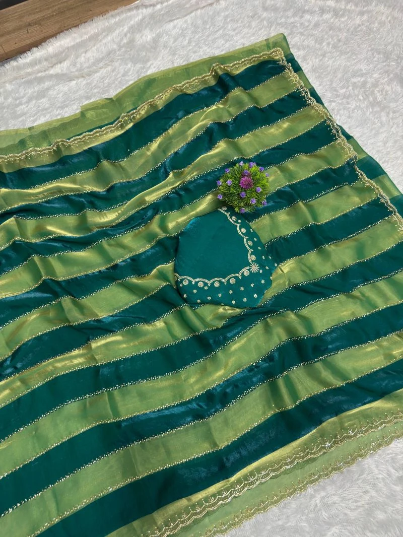 St D No 156 Space Silk with Jarkhan Worked Saree Collection