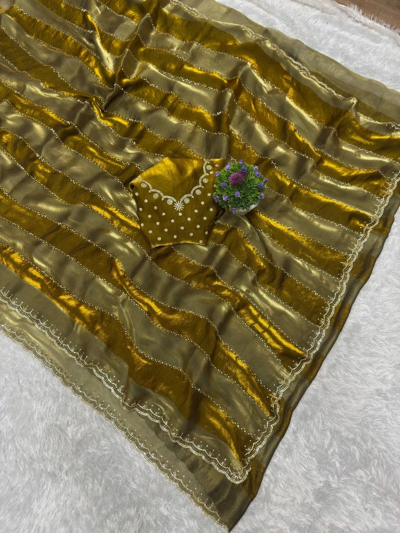 St D No 156 Space Silk with Jarkhan Worked Saree Collection
