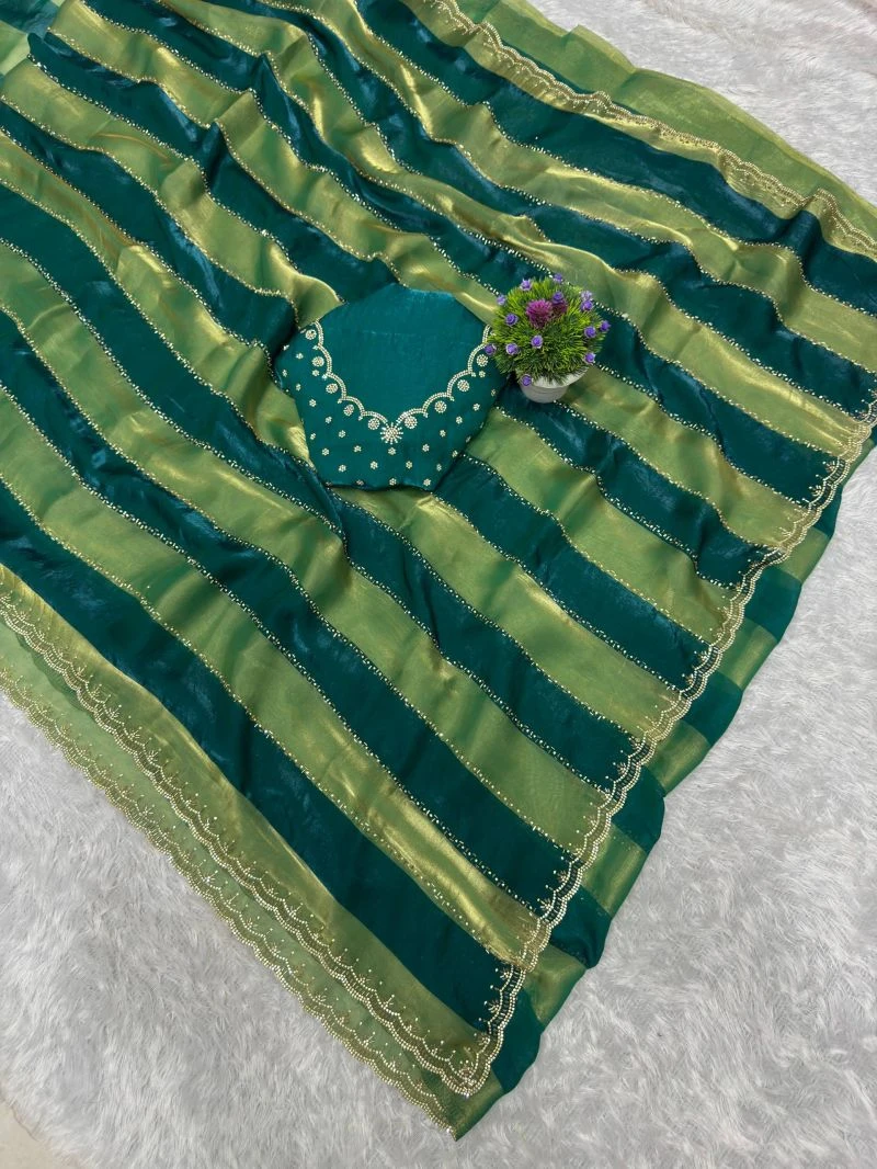 St D No 156 Space Silk with Jarkhan Worked Saree Collection