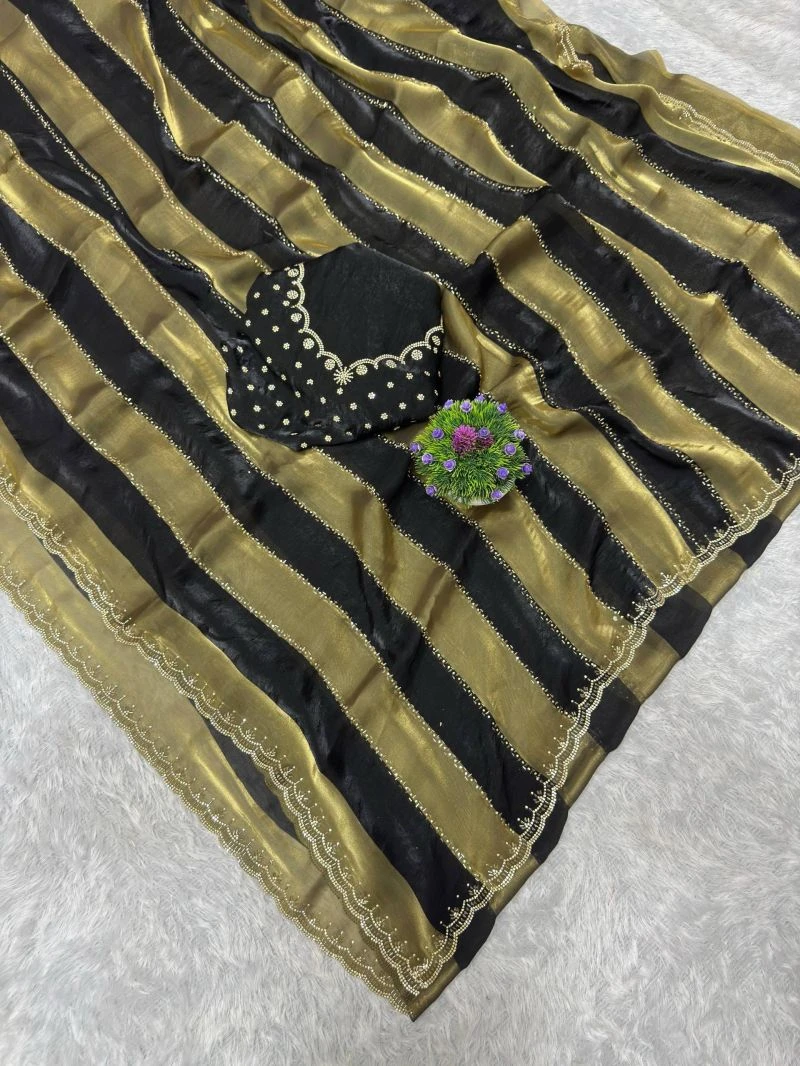 St D No 156 Space Silk with Jarkhan Worked Saree Collection