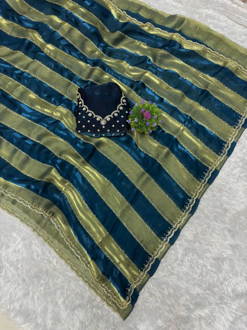 St D No 156 Space Silk with Jarkhan Worked Saree Collection