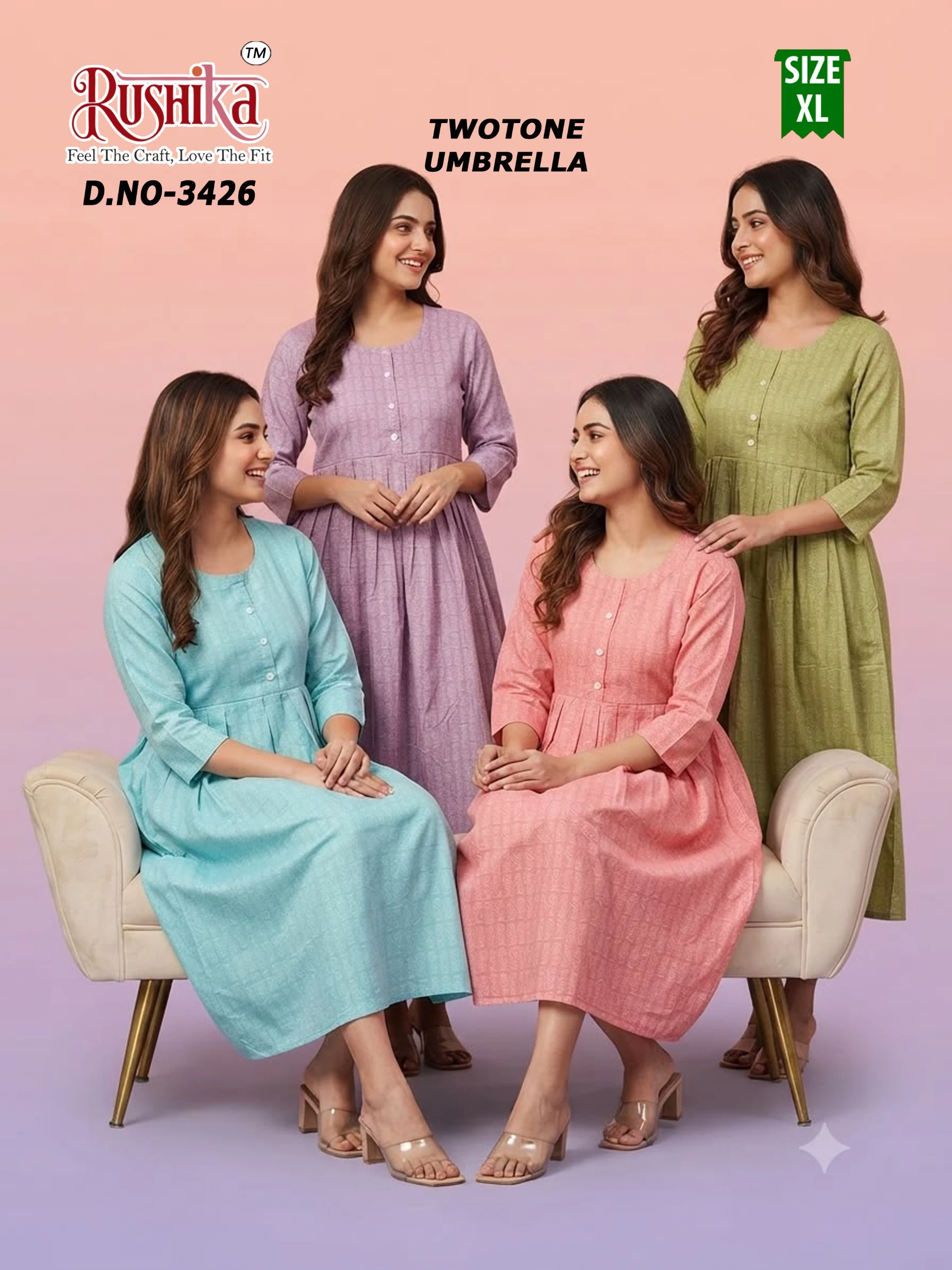 Two Tone Umbrella Kurti