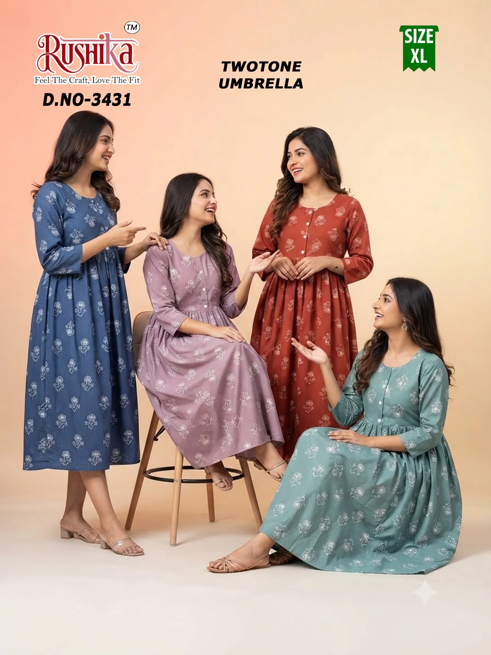 Two Tone Umbrella Kurti