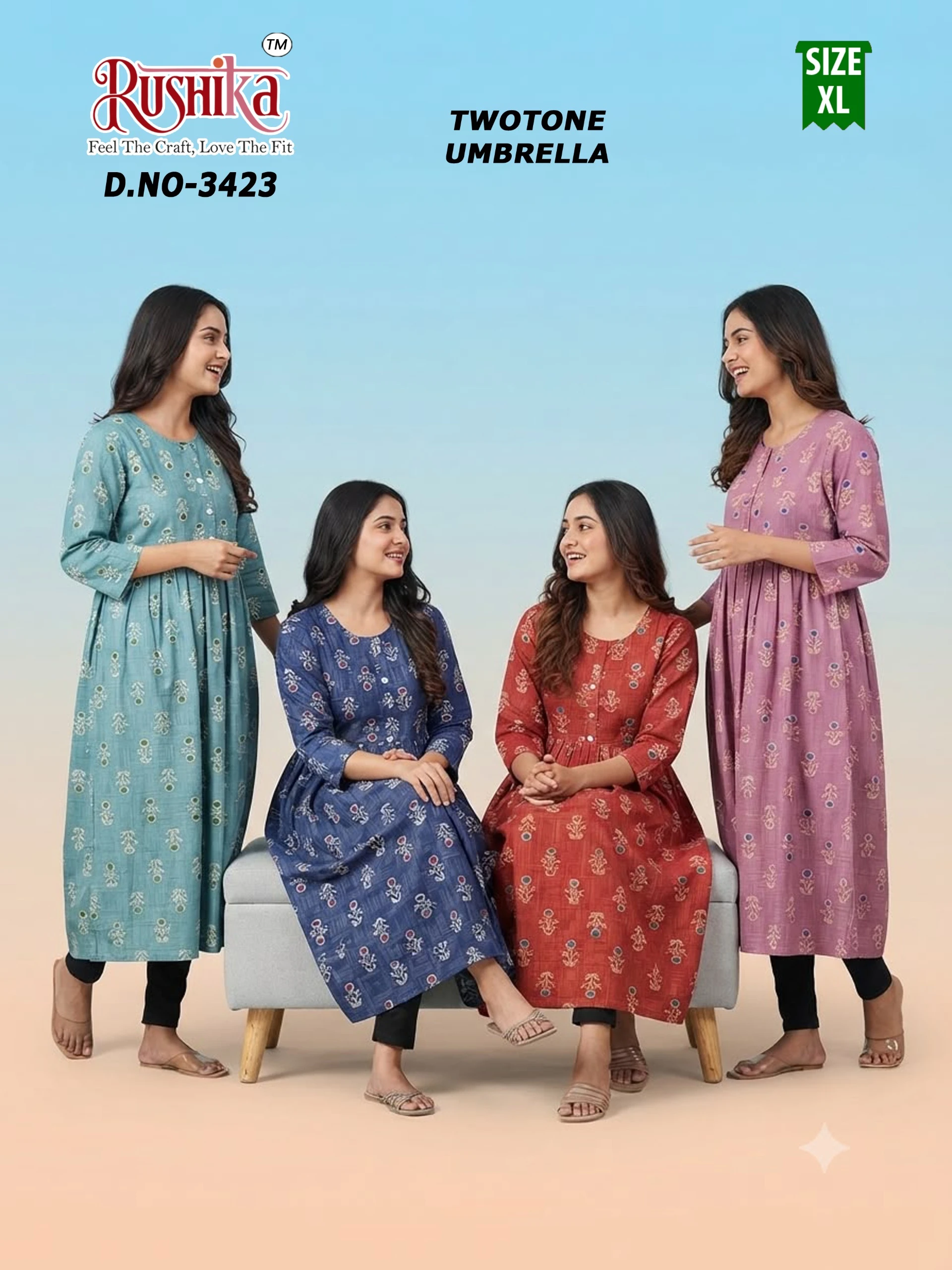 Two Tone Umbrella Kurti