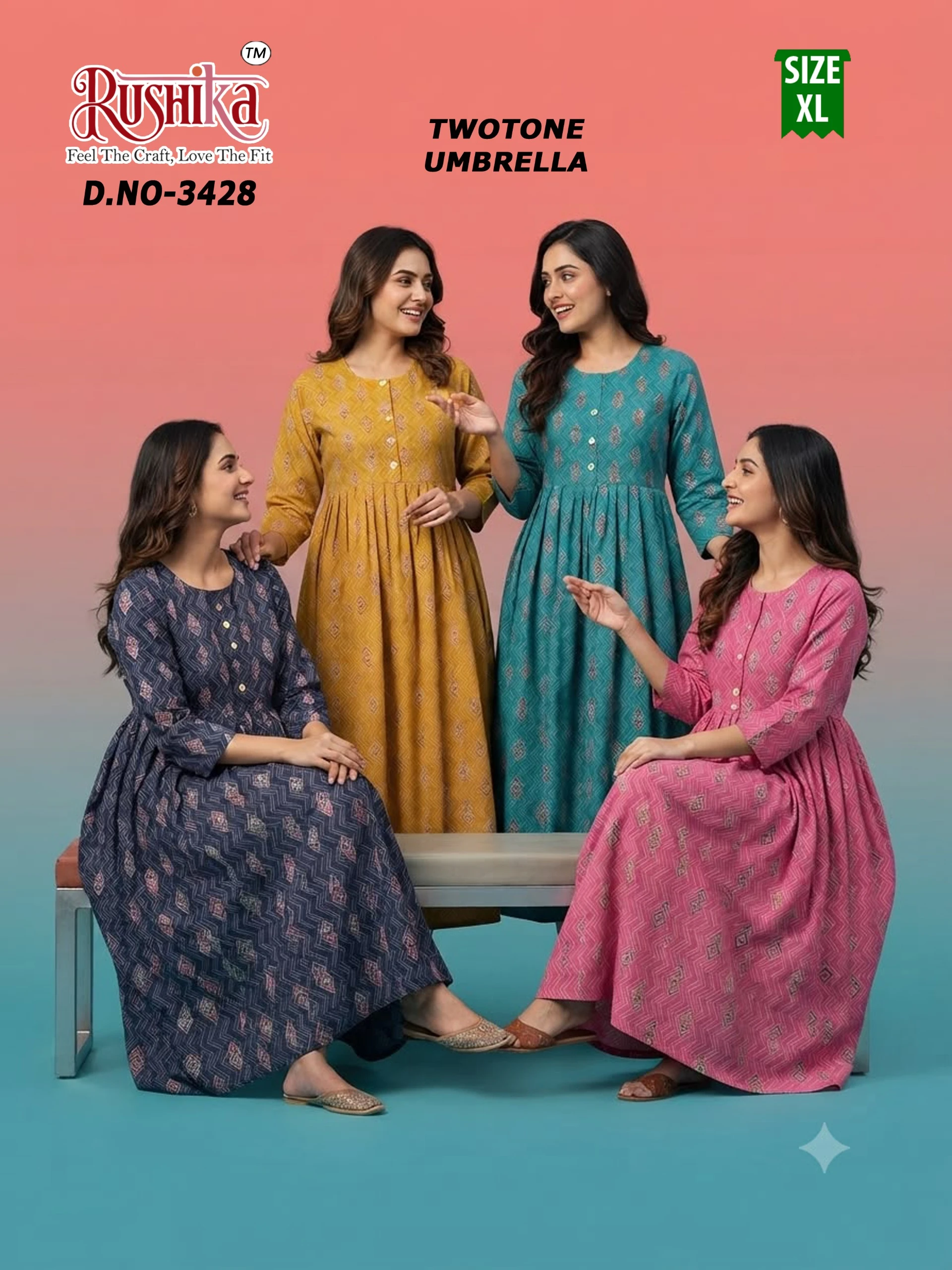 Two Tone Umbrella Kurti