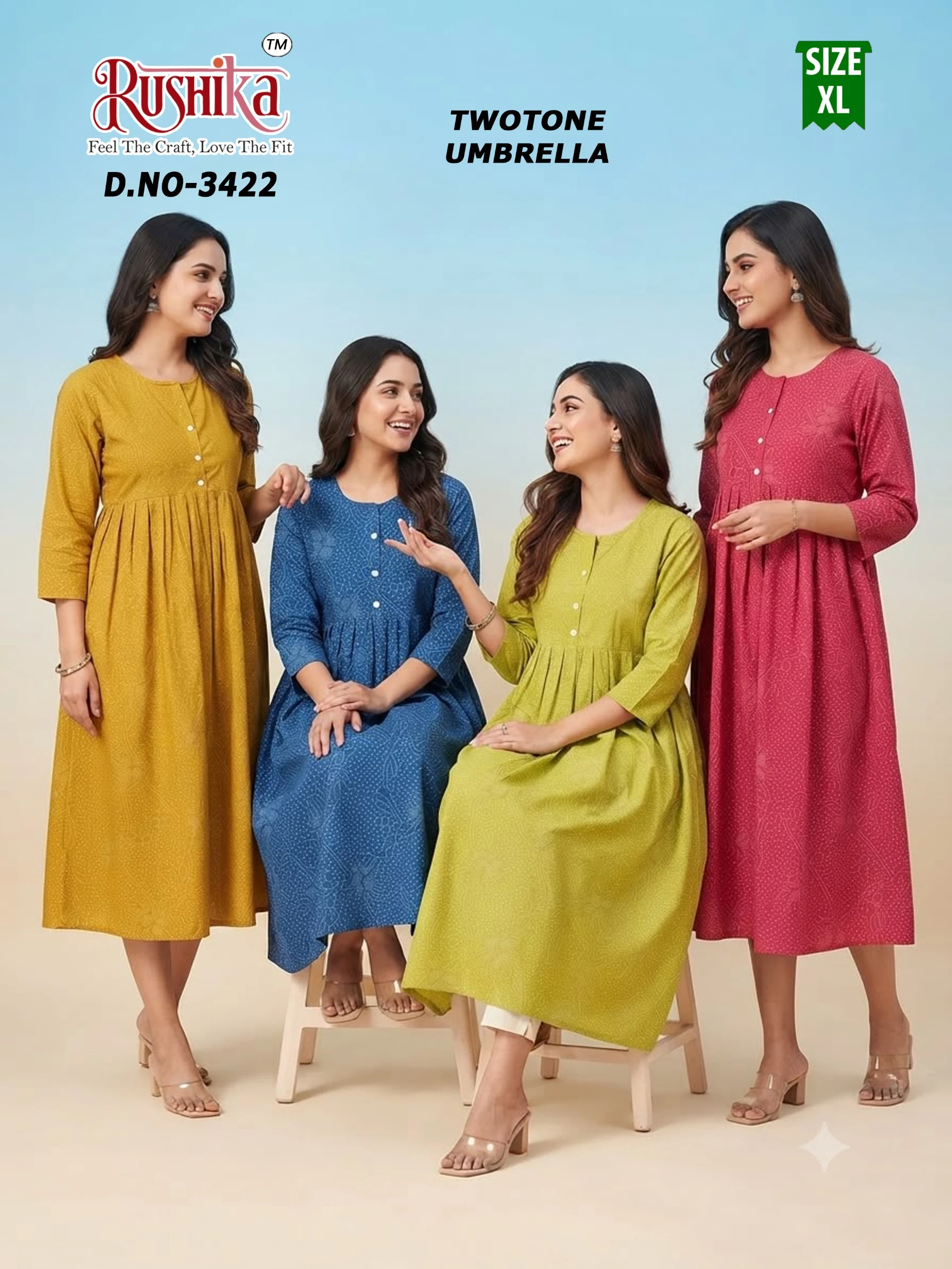 Two Tone Umbrella Kurti