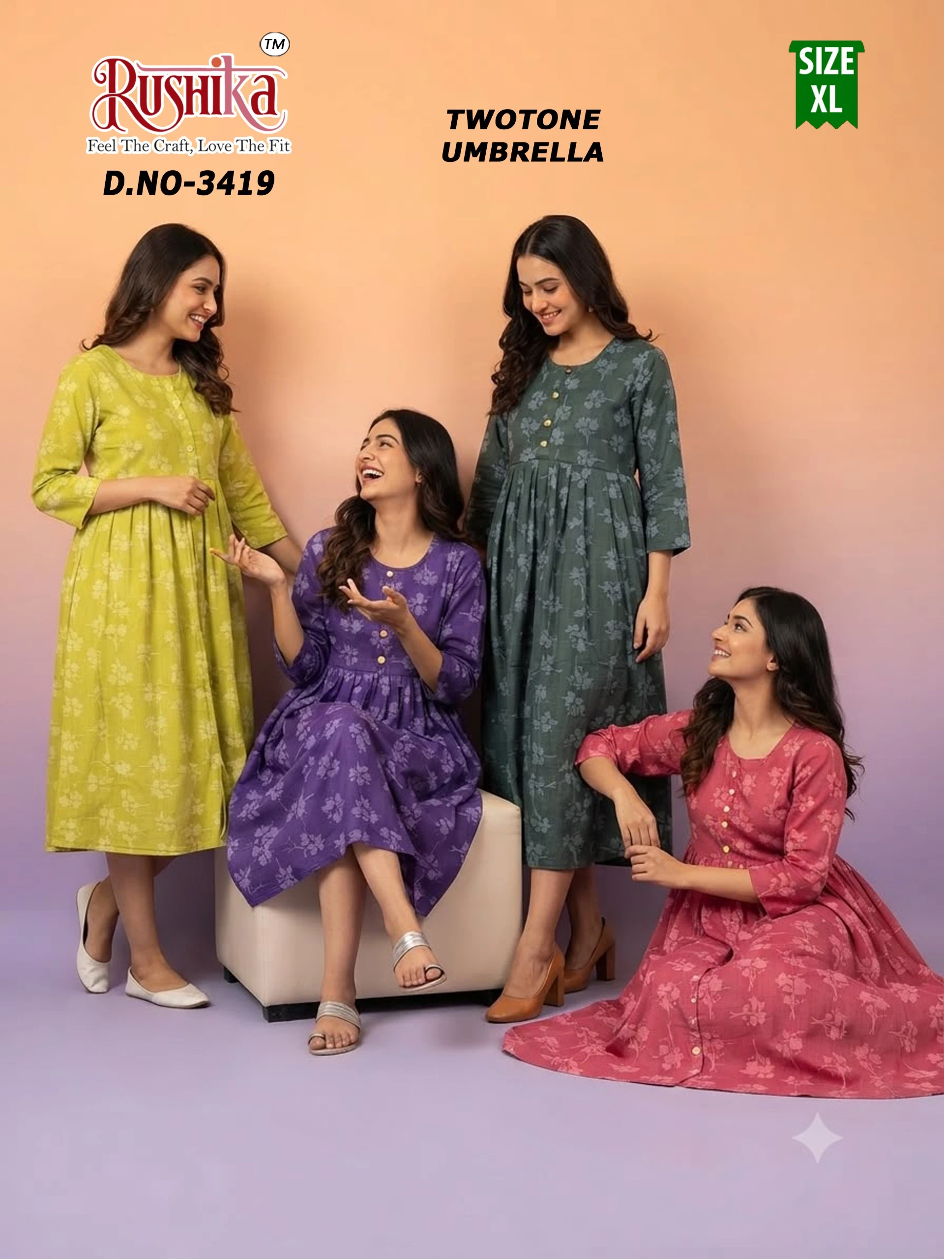 Two Tone Umbrella Kurti