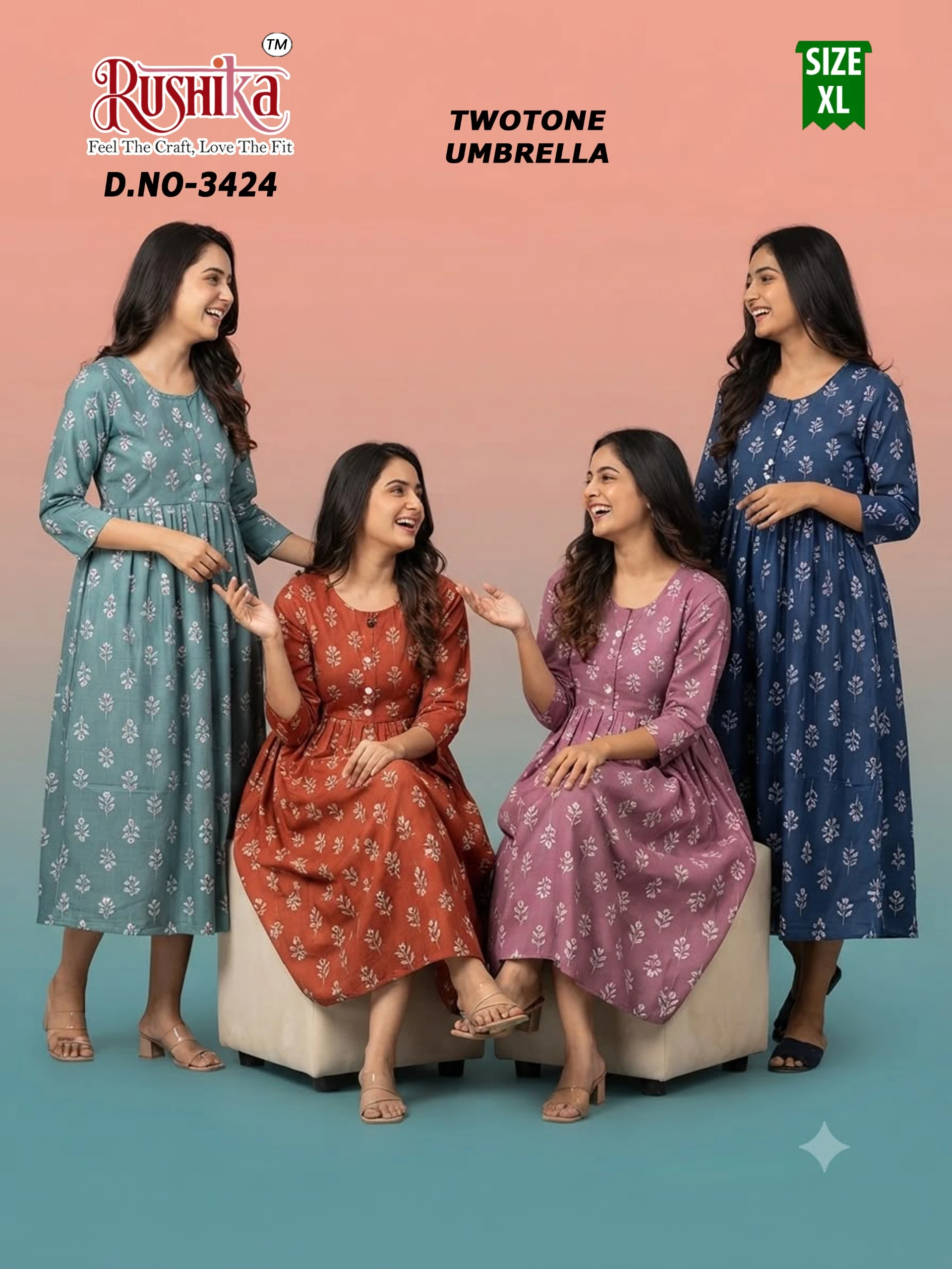 Two Tone Umbrella Kurti