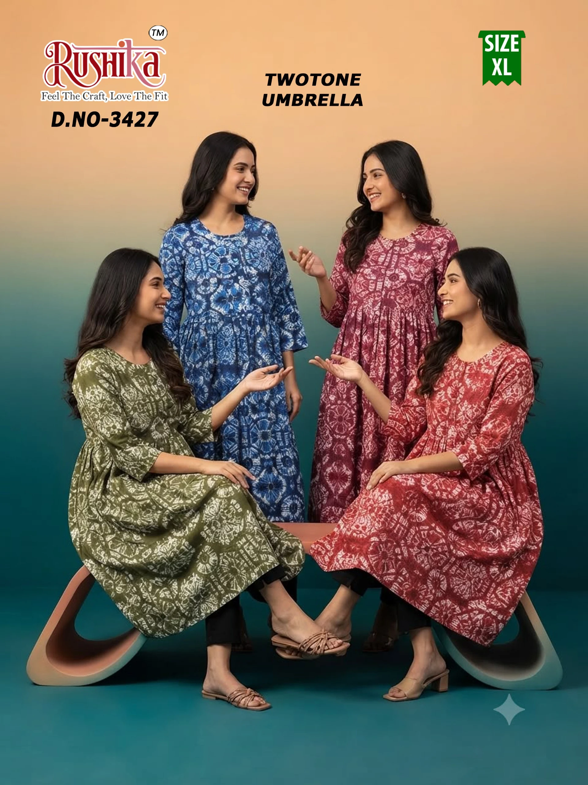 Two Tone Umbrella Kurti