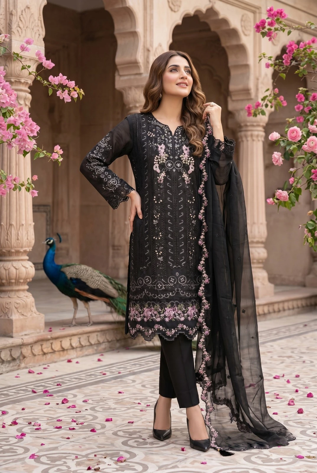 ZEENAT Embroidered Chiffon Suit Set