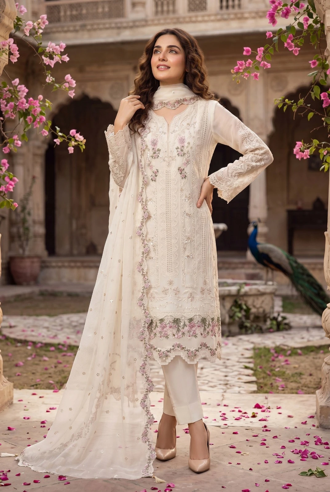 ZEENAT Embroidered Chiffon Suit Set