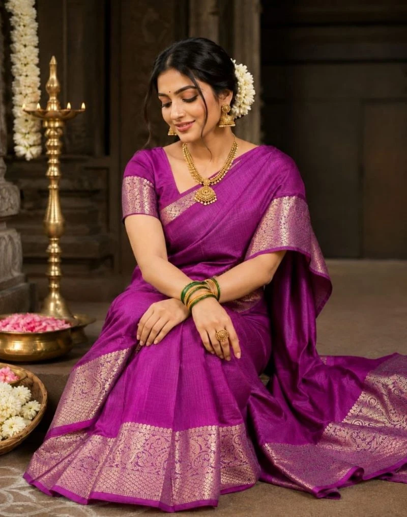 Aab Ambrapali Mercerised Silk Border Design Saree Collection