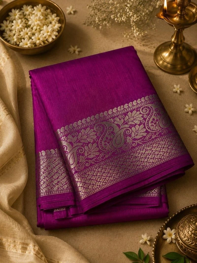 Aab Ambrapali Mercerised Silk Border Design Saree Collection