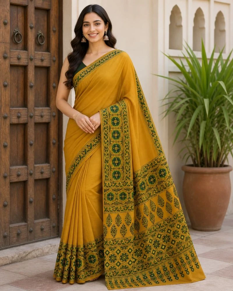 Ajrakh Vol 1 Modal Silk Ajrakh Natural Hand Blocked Printed Saree