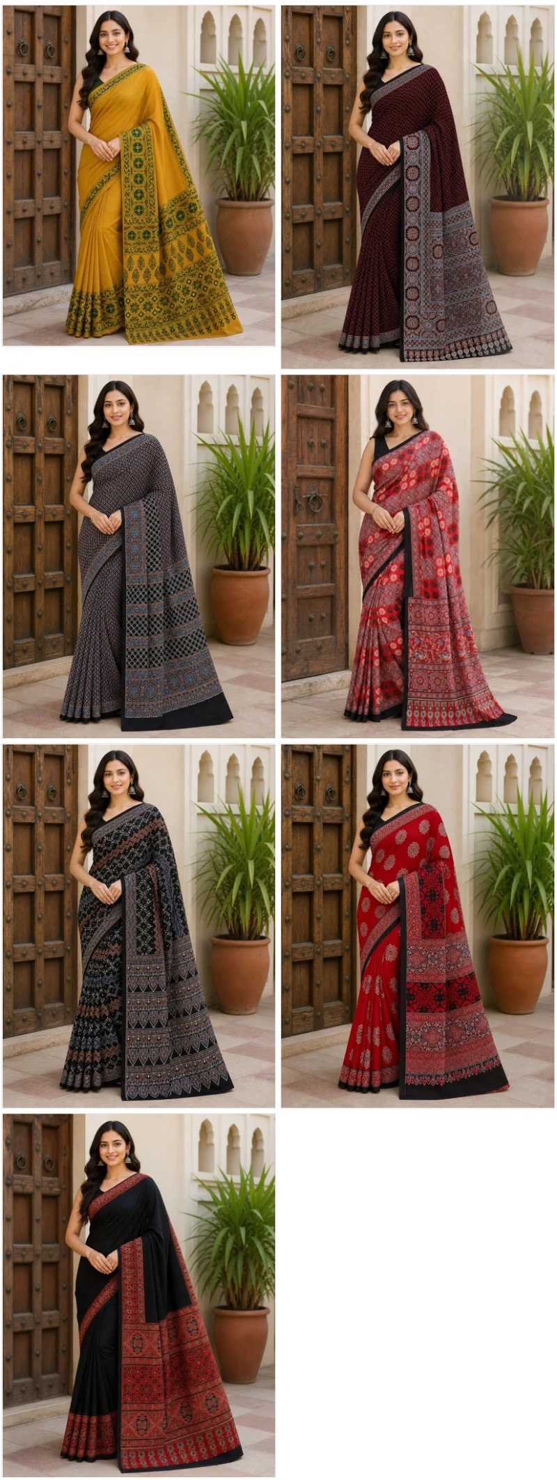 Ajrakh Vol 1 Modal Silk Ajrakh Natural Hand Blocked Printed Saree