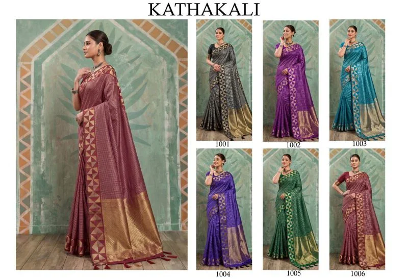 Ast Kathakali Soft Art Silk Zari Border Fancy Saree Collection