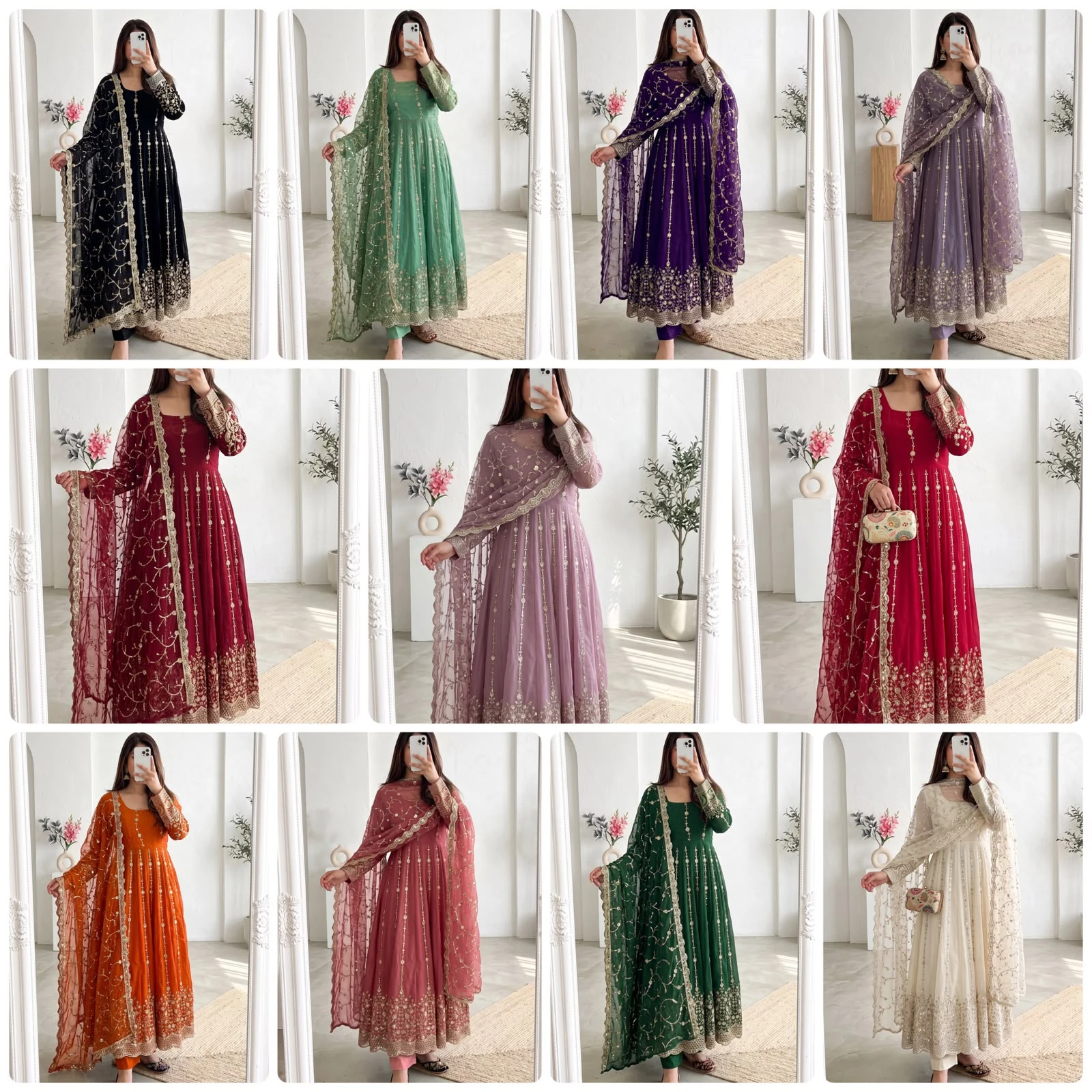 Designer Heavy Fandy Silk Gown with Pant & Dupatta Set